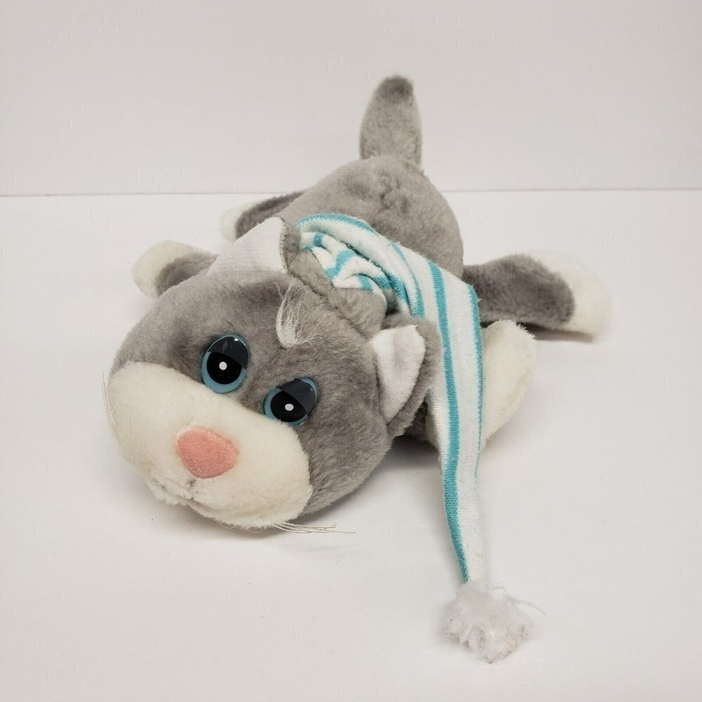 Applause 9" Kitty Cat Napper Gray White Night Cap Vintage 1988 Plush